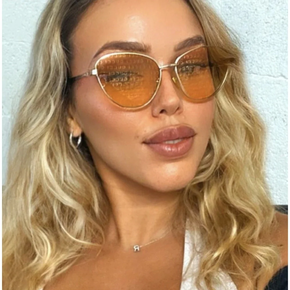 NWT Gucci GG0803S-004-58 Gold Cat Eye 58mm Sunglasses